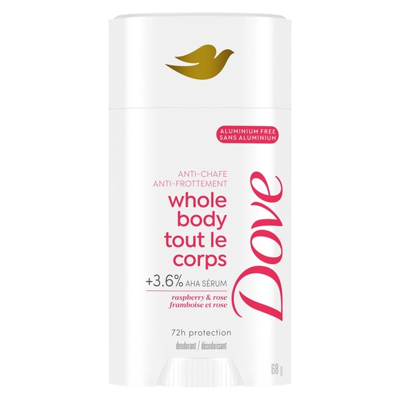 Dove Other - Dove Whole Body Deodorant Aluminum Free, Friction Stick Raspberry & Rose Scent